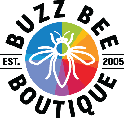 Buzz Bee Boutique circle logo with type